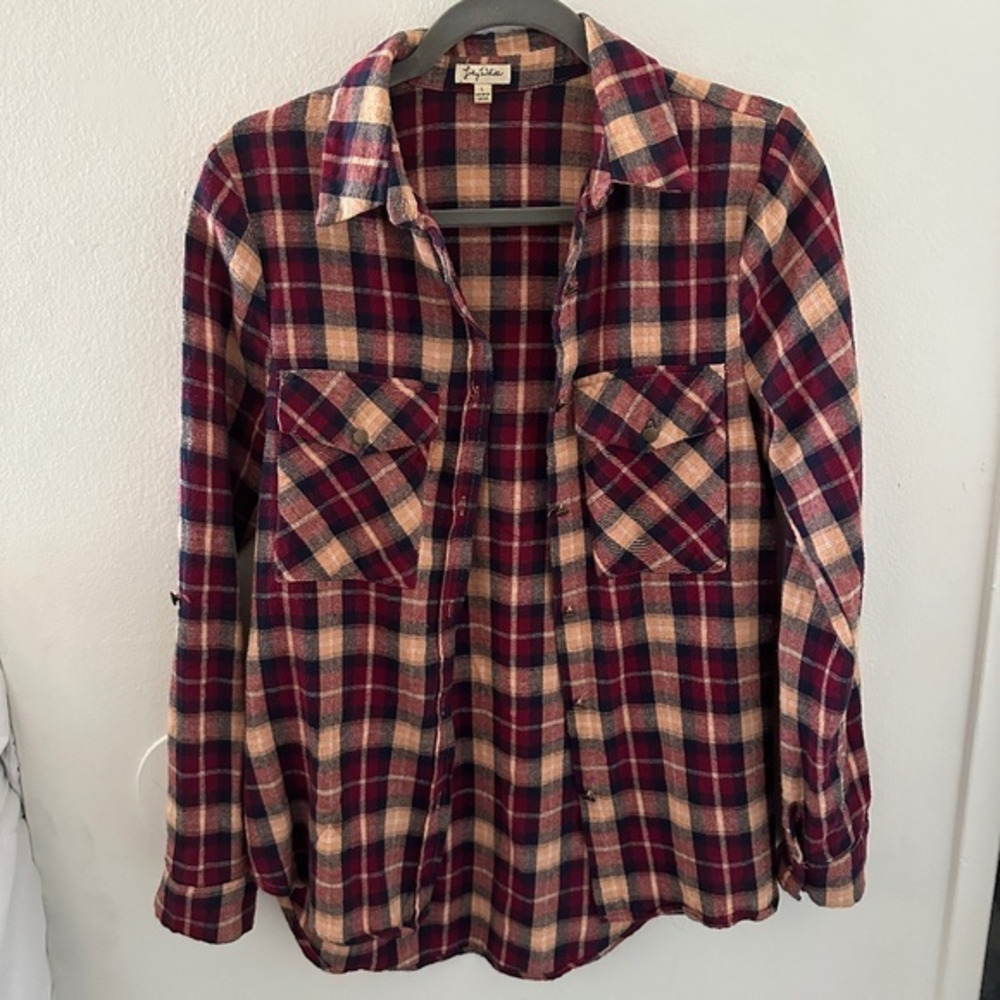 Lily White Red Plaid Button Down